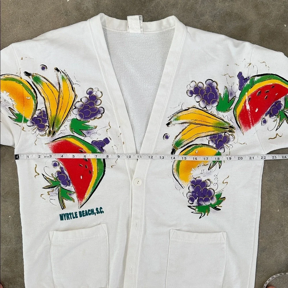 Vintage Myrtle Beach Fruit Print White Cardigan - Picture 4 of 11